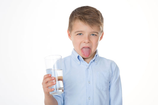 Child upset about strange water taste and smell