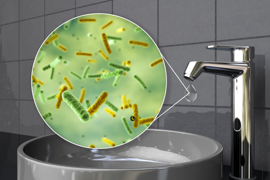 E. Coli in water from tap closeup