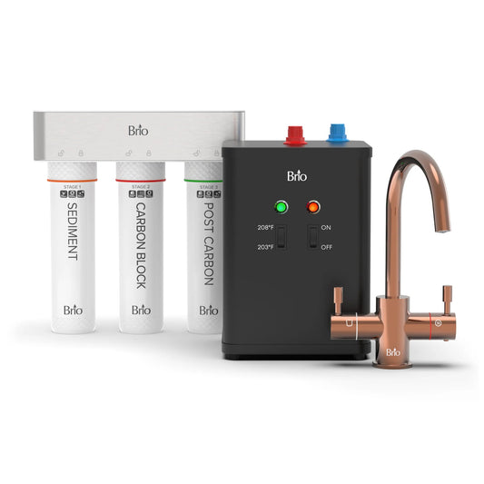 Image of Under sink water system 3 Stage Instant Hot Water Undersink Dispenser System Rose Gold by Brio Water