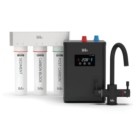 Image of Under sink water system 3 Stage Digital Instant Hot Water Undersink Dispenser System Matte Black by Brio Water