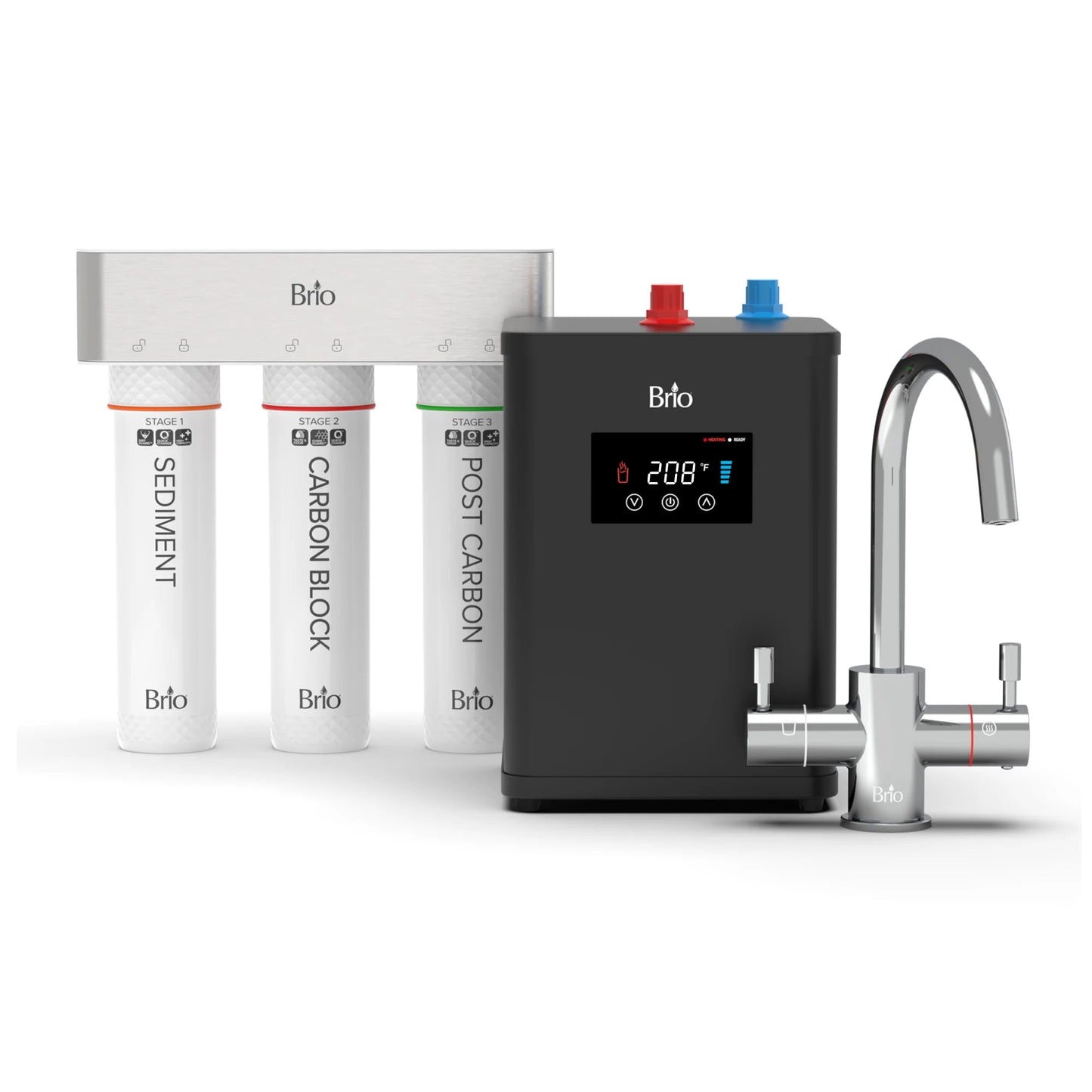 Image of Under sink water system 3 Stage Digital Instant Hot Water Undersink Dispenser System Chrome Plated by Brio Water