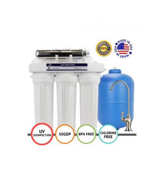 Image of Under sink water system 6 Stage UV Disinfecting Under the Sink Reverse Osmosis 50 GPD Drinking Water Filter System by Apex